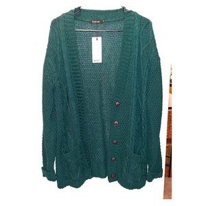 Boohoo Dark Green Cardigan SIZE: M/L